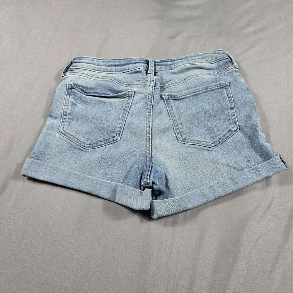 Gap Kids Girls Size 14 Plus Blue Denim Midi Shorts Adjustable Waist Stretch